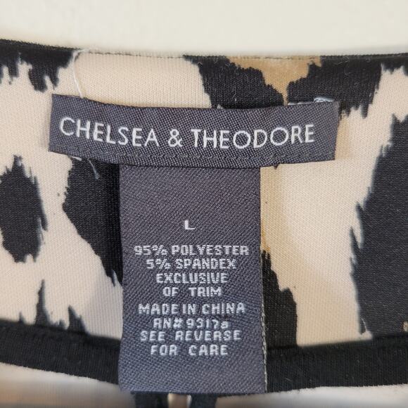 Chelsea & Theodore Jacket Women's L Leopard Print Full Zip Long Line Classic - Picture 3 of 6